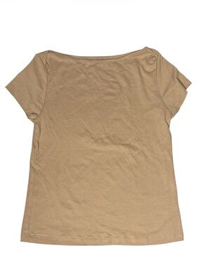 Old Navy SNUG Short Sleeve T Shirt Beige Boat Neck Size Large Cotton NWT
